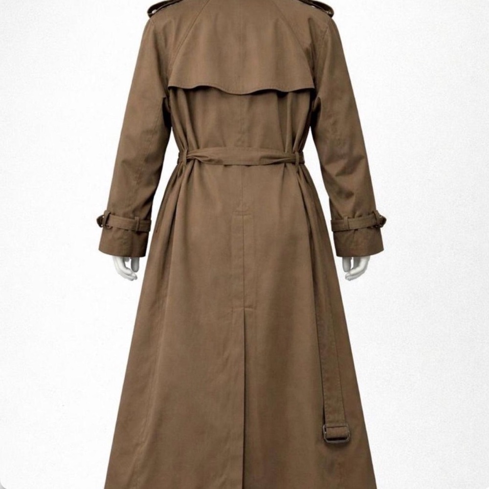 Vintage Khaki Trench Coat Sz 12 Double-Breasted Utility Removable Liner - Picture 2 of 8